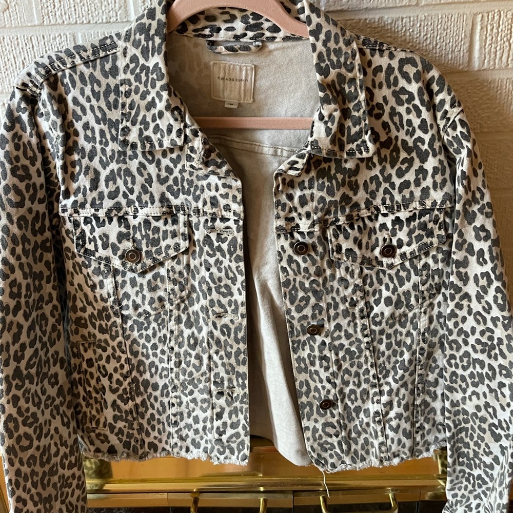 Leopard print denim jacket